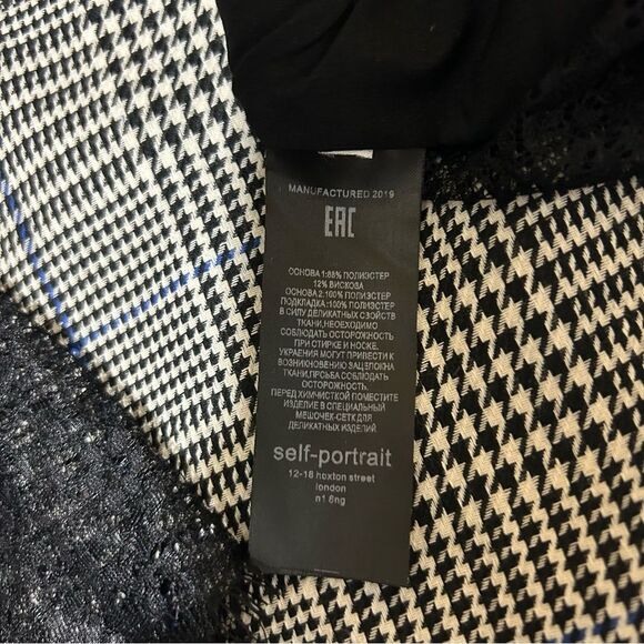 Self-Portrait Black and White Plaid Blazer with Lace Back - Picture 8 of 13